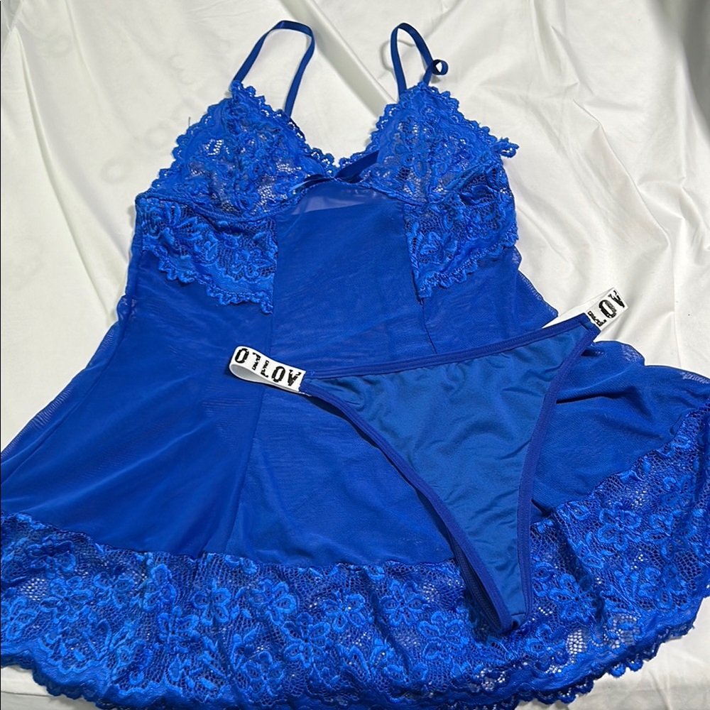 Blue Lace Lingerie Set